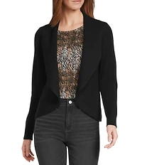 Leo & Nicole Ribbed Shawl Collar Long Sleeve Open-Front Sweater Cardigan