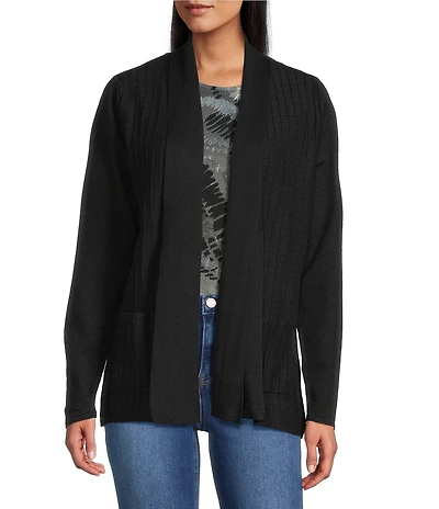 Leo & Nicole Shawl Collar Long Sleeve Open-Front Sweater Cardigan