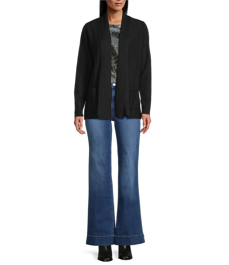 Leo & Nicole Shawl Collar Long Sleeve Open-Front Sweater Cardigan