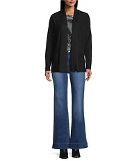 Leo & Nicole Shawl Collar Long Sleeve Open-Front Sweater Cardigan