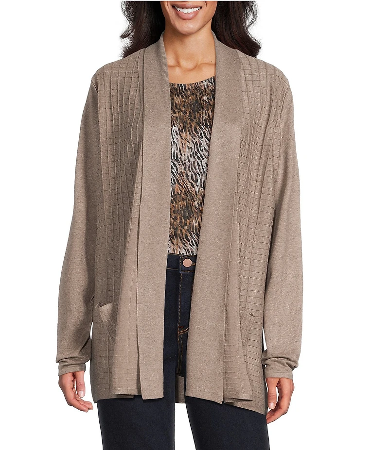 Leo & Nicole Shawl Collar Long Sleeve Open-Front Sweater Cardigan