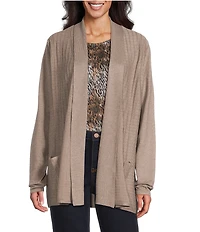 Leo & Nicole Shawl Collar Long Sleeve Open-Front Sweater Cardigan