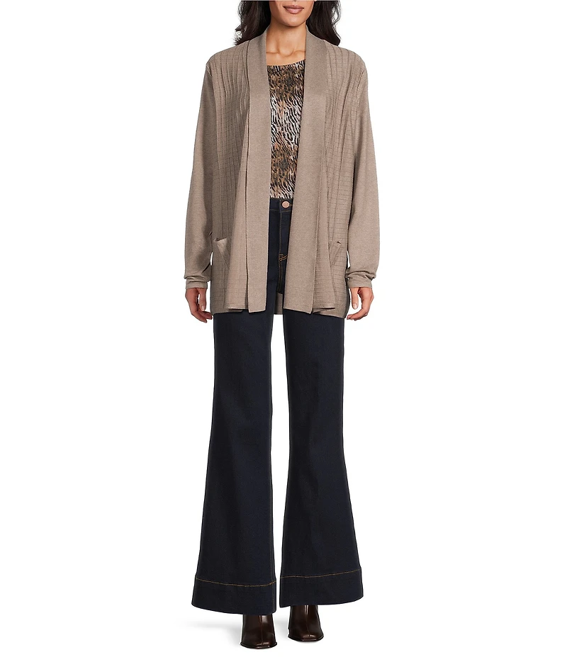 Leo & Nicole Shawl Collar Long Sleeve Open-Front Sweater Cardigan