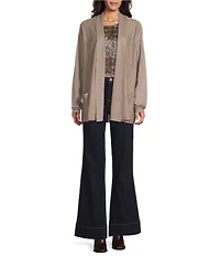 Leo & Nicole Shawl Collar Long Sleeve Open-Front Sweater Cardigan