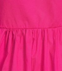 Leslie Fay 3/4 Sleeve Split V-Neck Cotton Poplin Dress