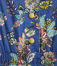 Leslie Fay Cotton Floral Print Collared Midi Dress