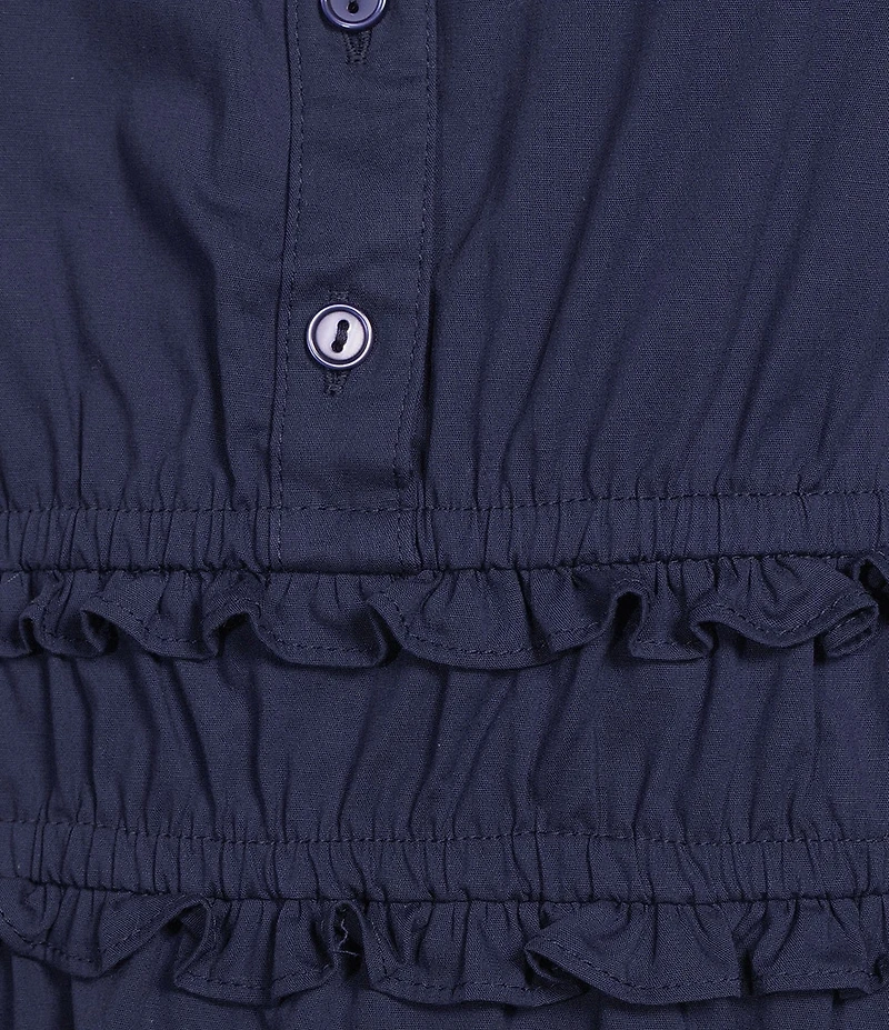 Leslie Fay Cotton Poplin Ruffled Elastic Waist Maxi Dress