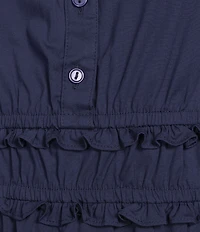 Leslie Fay Cotton Poplin Ruffled Elastic Waist Maxi Dress