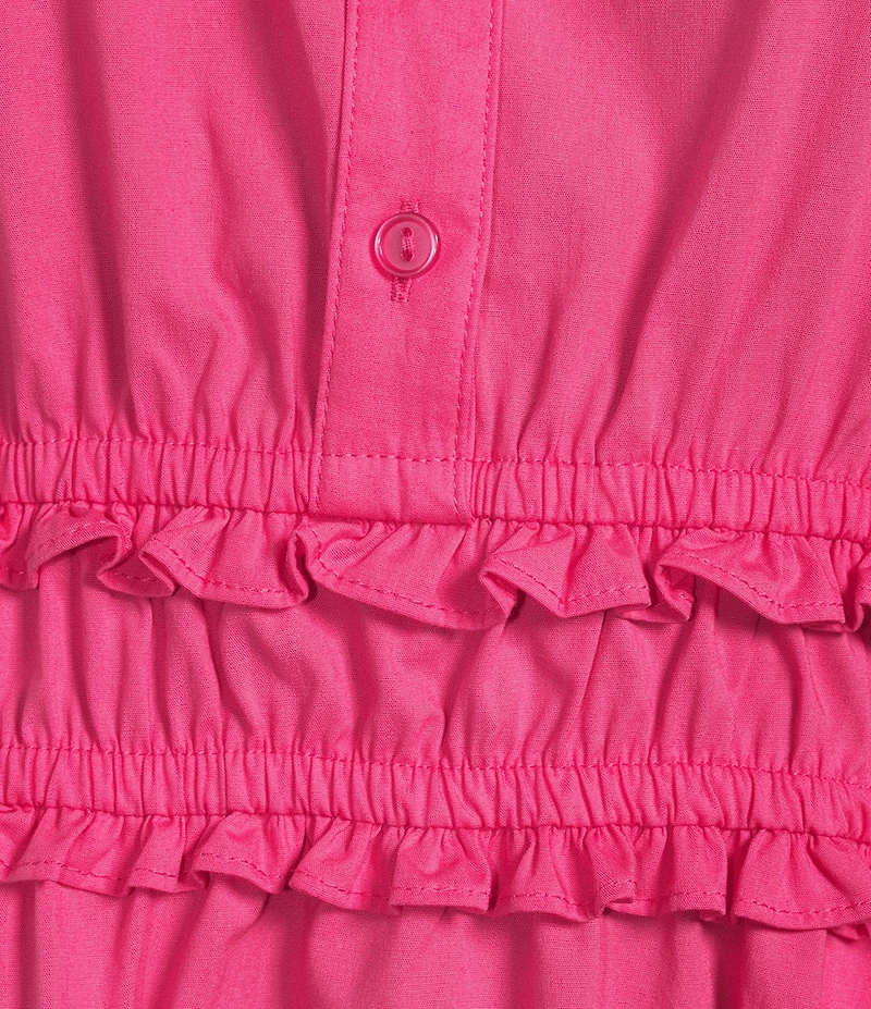 Leslie Fay Cotton Poplin Ruffled Elastic Waist Maxi Dress