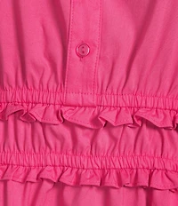 Leslie Fay Cotton Poplin Ruffled Elastic Waist Maxi Dress