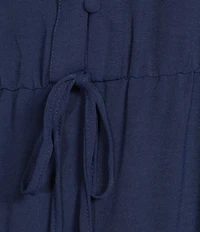 Leslie Fay Double Ruffle Sleeve Lace Trim Maxi Dress