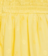 Leslie Fay Embroidered Square Neck Tie Strap Flounce Midi Dress