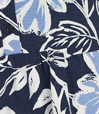 Leslie Fay Floral Print 3/4 Flounce Sleeve Button Front A-Line Dress