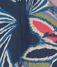 Leslie Fay Floral Woven Bubble Long Sleeve Pleated Button Front Short Dress