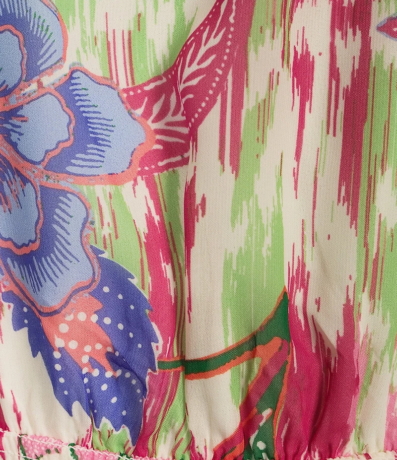Leslie Fay Halter Neck Sleeveless Floral Chiffon Maxi Dress