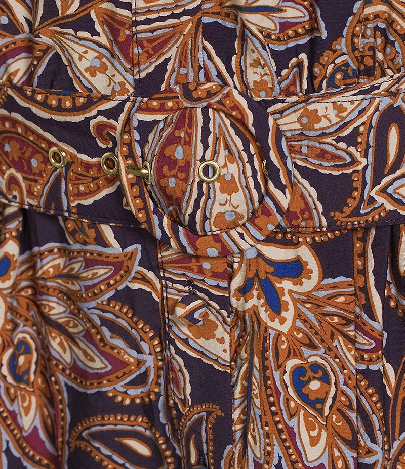 Leslie Fay Long Sleeve Paisley Pattern Shirt Dress
