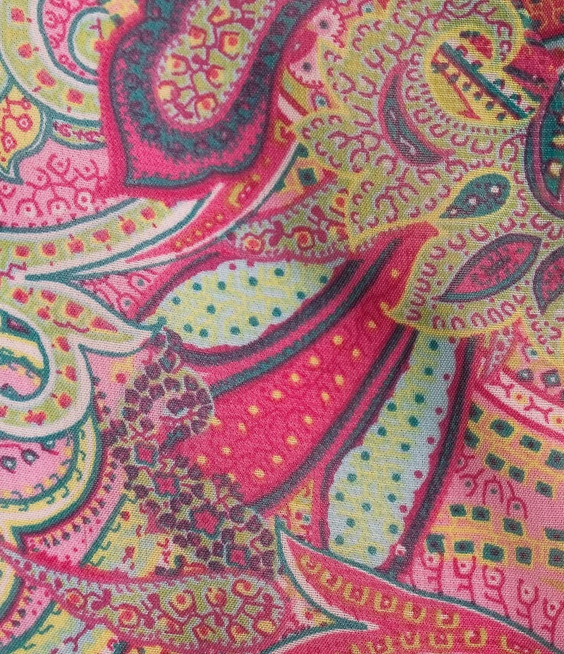 Leslie Fay Paisley Chiffon V-Neck Flutter Sleeve Tie Sash A Line Dress