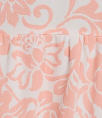 Leslie Fay Printed Band Collar 3/4 Flounce Sleeve Button Front Short Dress