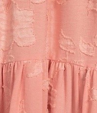 Leslie Fay Ruffle Neck 3/4 Sleeve Jacquard A-Line Dress