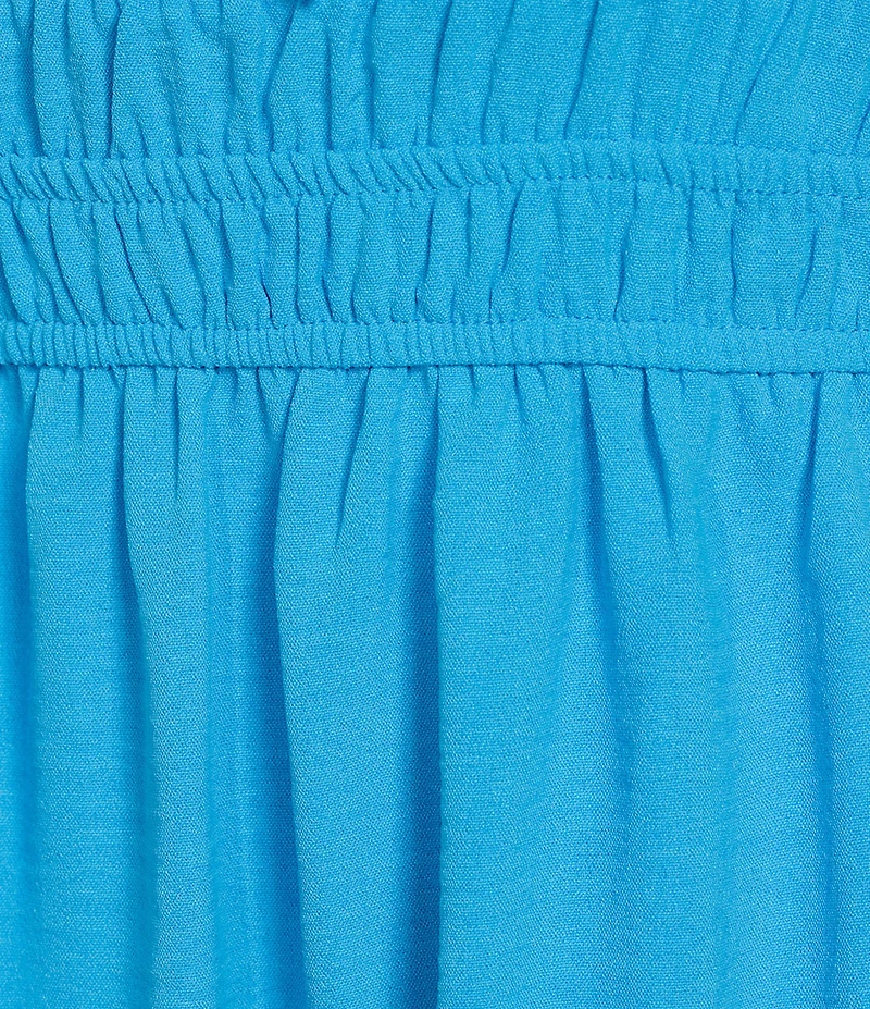 Leslie Fay Scoop Neck Elastic Sleeve Pleated Dress