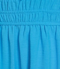 Leslie Fay Scoop Neck Elastic Sleeve Pleated Dress