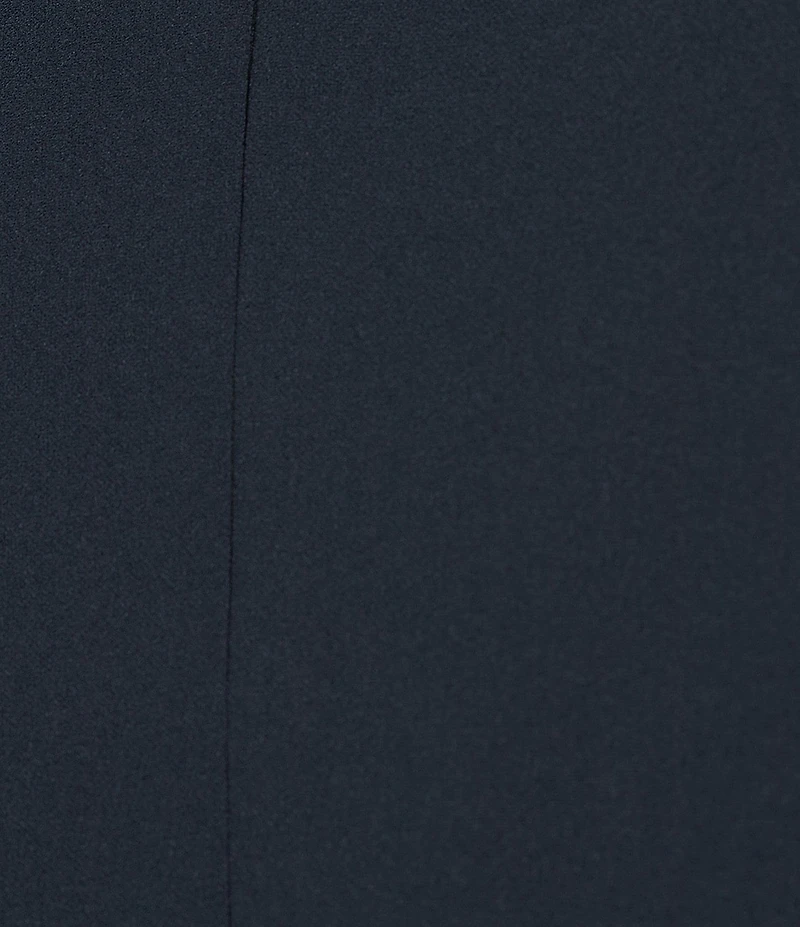 Leslie Fay Scuba Crepe Round Neck Contrast Trim Bow Front Short Sleeve Dress