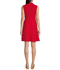 Leslie Fay Sleeveless Lace Trim Shirtdress