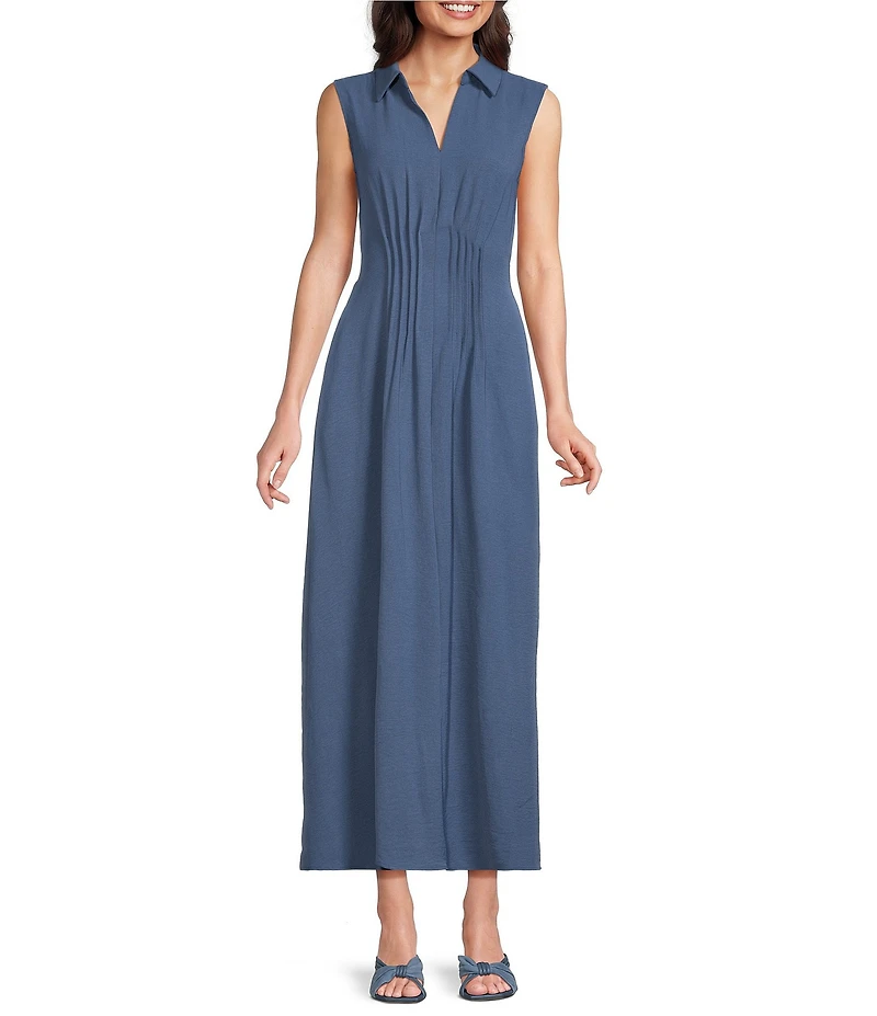 Leslie Fay Sleeveless Pleated Front Midi Dress