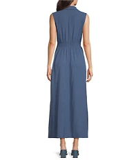 Leslie Fay Sleeveless Pleated Front Midi Dress