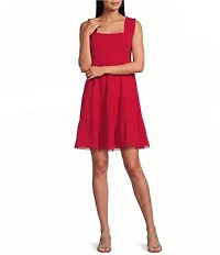 Leslie Fay Sleeveless Square Neck Tiered Dress
