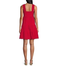 Leslie Fay Sleeveless Square Neck Tiered Dress
