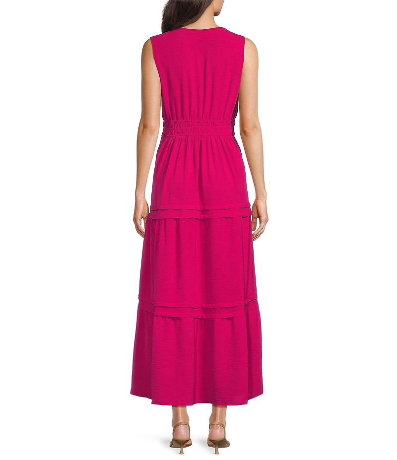 Leslie Fay Sleeveless V Neck Fit & Flare Maxi Dress