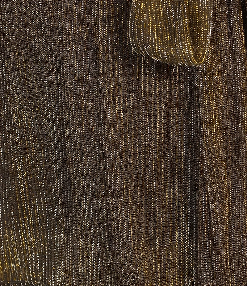 Leslie Fay Velvet V-Neck 3/4 Sleeve Mesh Lurex Tiered Skirt Dress