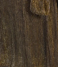 Leslie Fay Velvet V-Neck 3/4 Sleeve Mesh Lurex Tiered Skirt Dress