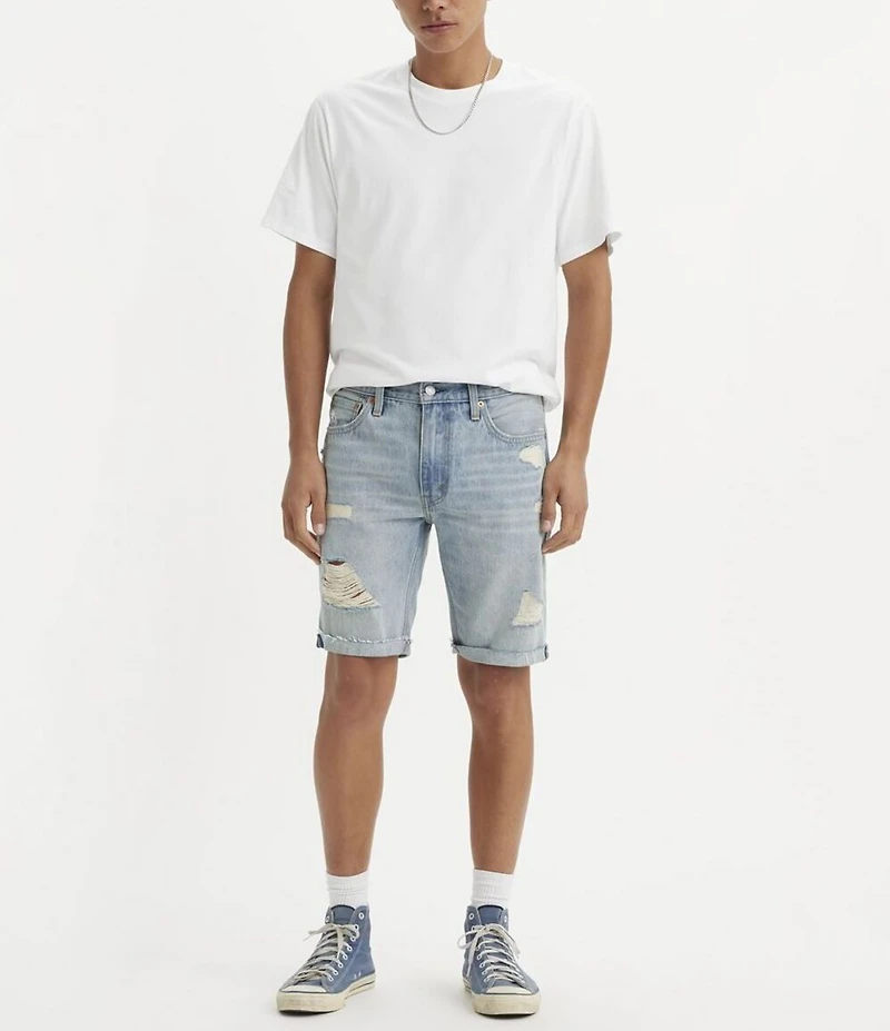 Levi's® 412 Slim Fit 9#double; Inseam Distressed Shorts