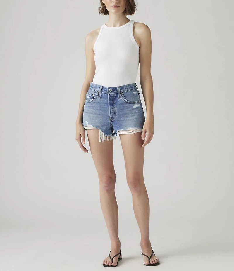 Levi's® 501® Original High-Rise Destructed Frayed Hem Denim Shorts