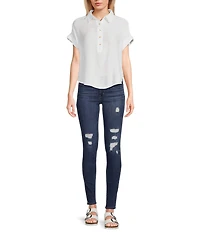 Levi's® 711 Mid Rise 30' Inseam Destructed Skinny Jeans