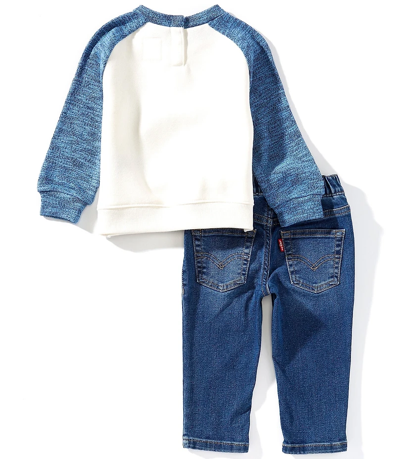 Levi's® Baby Boys Long Sleeve Moto Crew Neck T-Shirt & Denim Jeans Set