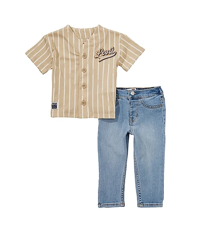 Levi's® Baby Boys Short Sleeve V-Neck Baseball T-Shirt & Denim Pants Set
