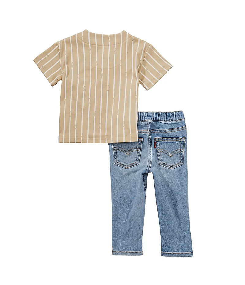 Levi's® Baby Boys Short Sleeve V-Neck Baseball T-Shirt & Denim Pants Set