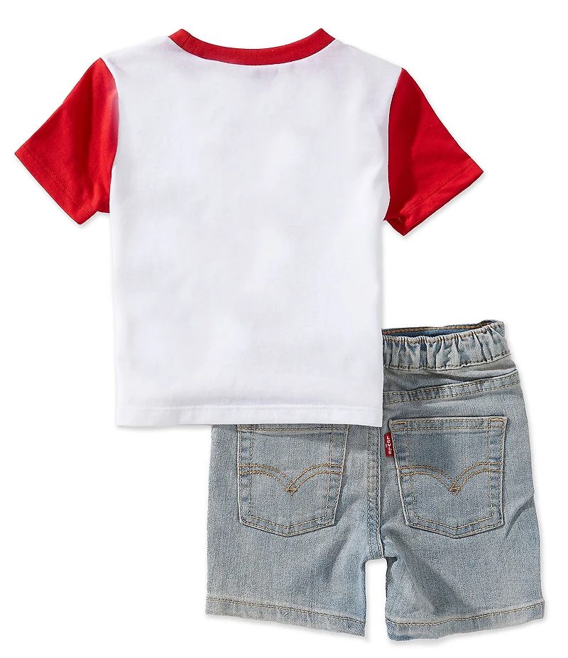 Levi's Baby Boys Short Sleeves Fry Guy Ringer Tee & Denim Shorts 2-Piece Set