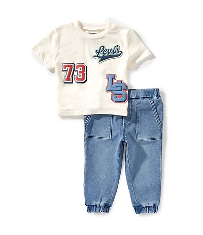 Levi's® Baby Boys Short Sleeves Moto Patch T-Shirt & Jogger Pants Set