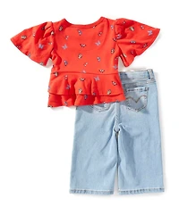 Levi's® Baby Girls Long Sleeve Peplum Top & Wide Leg Pants Set
