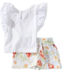 Levi's® Baby Girls Short Sleeve Ruffle Levi's Script Top & Floral Print Skort Set