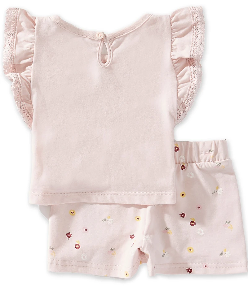 Levi's® Baby Girls Short Sleeves Ruffle Knit Top & Ditsy Print Skort Set