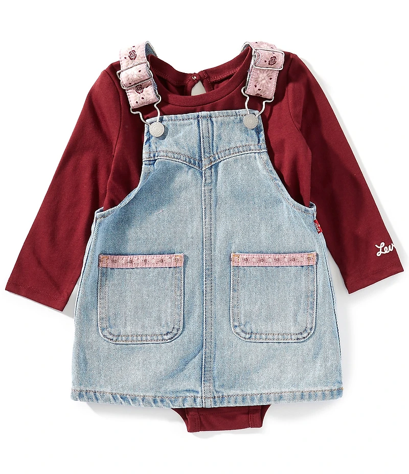 Levi's® Baby Girls Sleeveless Western Skirtall & Long-Sleeve Knit Bodysuit Set