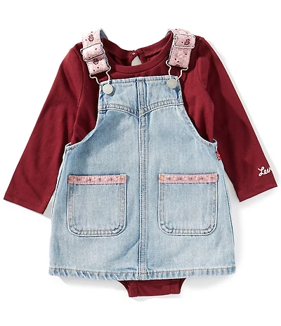 Levi's® Baby Girls Sleeveless Western Skirtall & Long-Sleeve Knit Bodysuit Set
