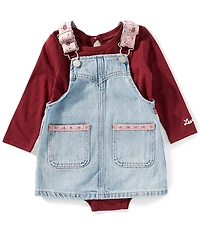 Levi's® Baby Girls Sleeveless Western Skirtall & Long-Sleeve Knit Bodysuit Set