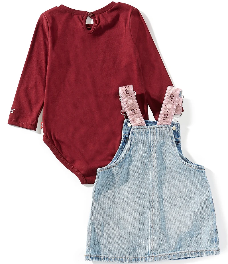 Levi's® Baby Girls Sleeveless Western Skirtall & Long-Sleeve Knit Bodysuit Set
