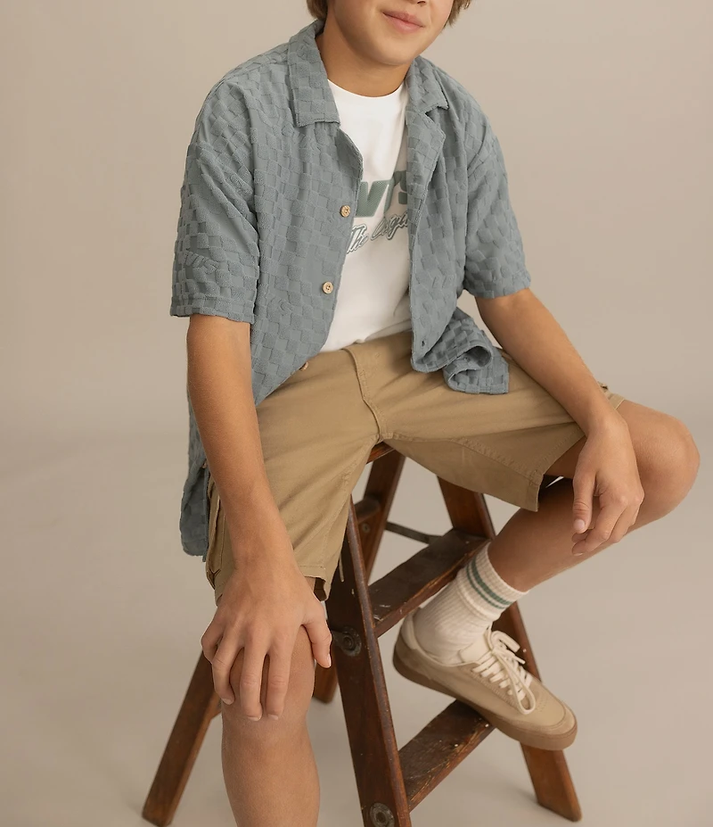 Levi's® Big Boys Short Sleeve Warp Printed Knit Camp Shirt